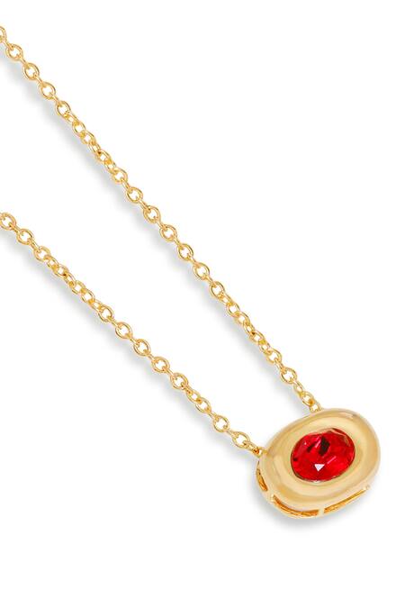 Buy_Esme By Aashna Dalmia_Red Gemstone Pendant Necklace _Online_at_Aza_Fashions