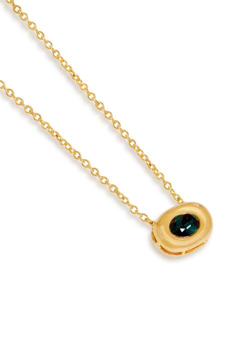 Buy_Esme By Aashna Dalmia_Gold Plated Green Gemstone Pendant Necklace _Online_at_Aza_Fashions