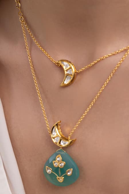 Shop Joules By Radhika Green Tiara Drop Necklace at Aza Fashions Shop_Joules By Radhika_Green Tiara Drop Necklace _at_Aza_Fashions