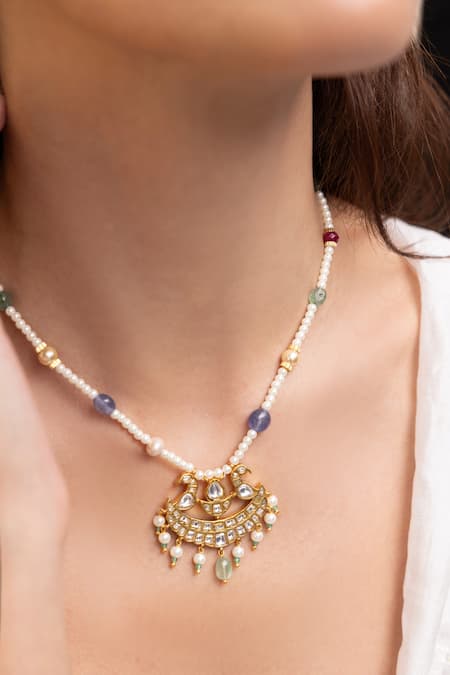 Joules By Radhika Multi Color Celesti Gold Finish Necklace 