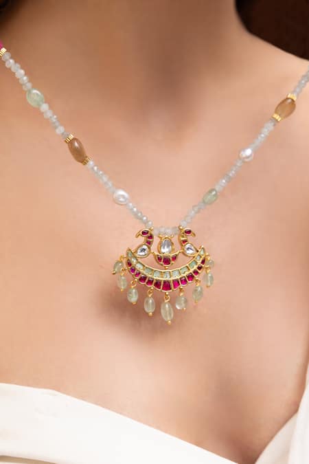 Joules By Radhika Multi Color Amaira Gold Finish Necklace 