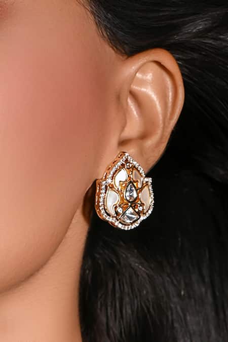 Joules By Radhika Gold Plated Stones Kundan Twilight Earrings 
