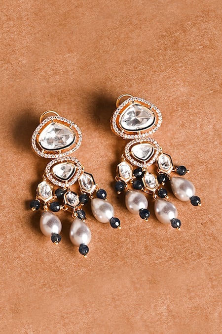 Joules By Radhika Kundan Harmony Gold Finish Earrings 