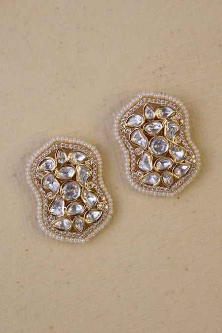 Joules By Radhika Gold Plated Crystals, Beads Radiant Rajkumari Earrings 
