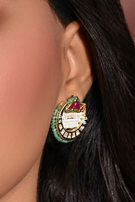 Joules By Radhika Gold Plated Faux Diamonds Maharani Medley Earrings 