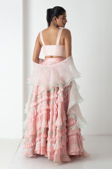 Chhaya Mehrotra Carnation Pink Designer Lehenga Set 