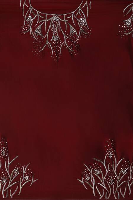 Buy_Anita Kanwal_Maroon Silk, Tissue Designer Banarasi Saree With Unstitched Blouse Piece _Online_at_Aza_Fashions