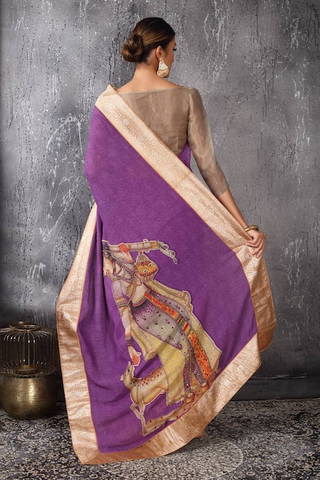 Anita Kanwal Designer Handloom Jute Saree & Unstitched Blouse Piece Set 