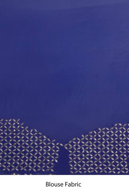 Buy_Anita Kanwal_Orange Georgette Designer Electric Blue Saree And Unstitched Blouse Piece Set _Online_at_Aza_Fashions