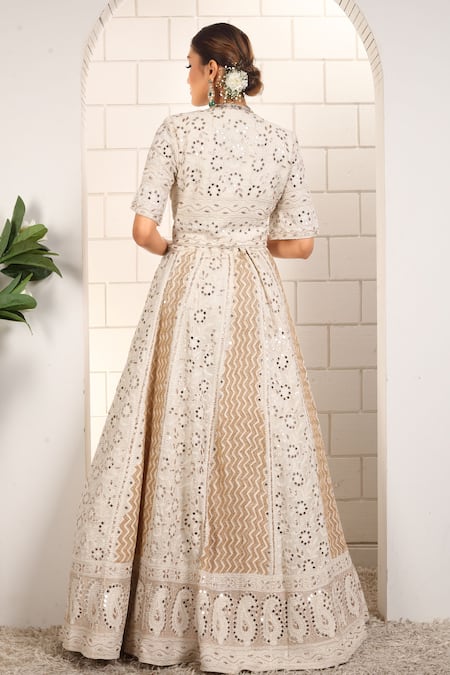 Anita Kanwal Designer White Georgette Lehenga Set 
