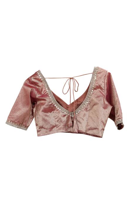 Anita Kanwal_Purple Tissue Embroidery Round Neck Designer Lehenga Set _Online_at_Aza_Fashions