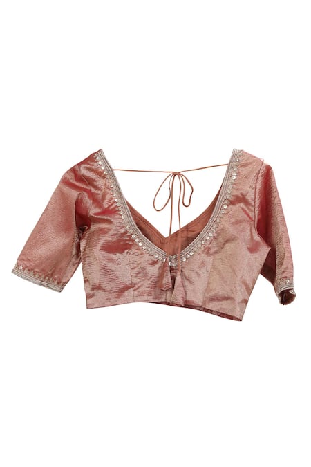 Buy_Anita Kanwal_Orange Tissue Embroidery Sweetheart Neck, Designer Lehenga Set _Online_at_Aza_Fashions