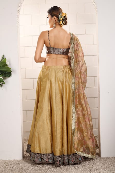 Anita Kanwal Gold Tissue Lehenga Set  