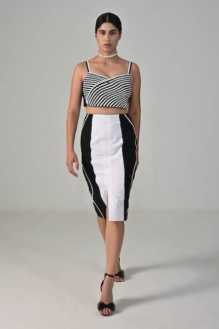 BAANI KHURANA Striped Top & Skirt Set 