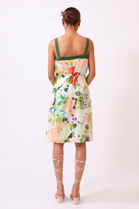 BAANI KHURANA Multi Floral Cotton Linen Dress 