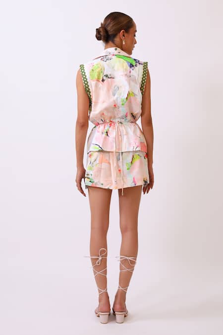 BAANI KHURANA Multi Print Cotton Linen Top & Shorts Set 