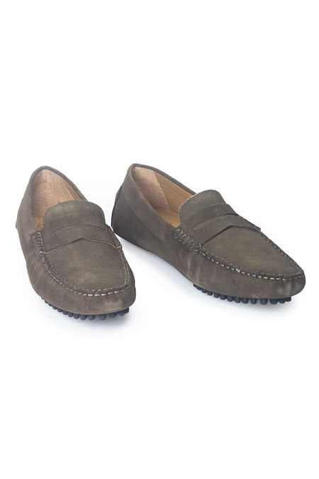 Buy_Domani_Green Gommino Suede Penny Loafers _Online_at_Aza_Fashions