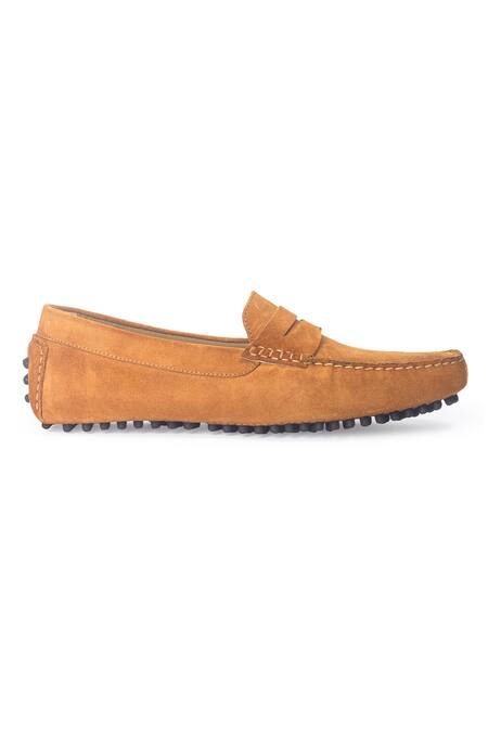 Domani Brown Gommino Suede Penny Loafers Online at Aza Fashions Domani_Brown Gommino Suede Penny Loafers _Online_at_Aza_Fashions