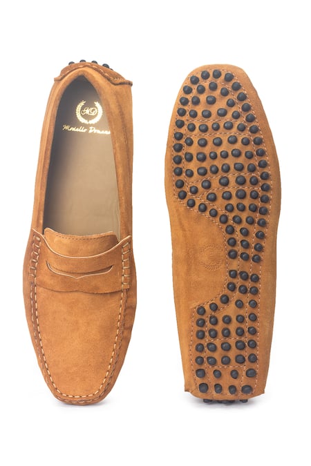 Domani Brown Gommino Suede Penny Loafers 