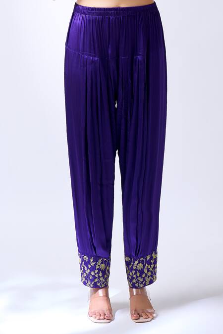 House Of Pink_Red Modal, Silk, Organza Zari, Embroidery Round Neck Rosy Kurta Set _Online_at_Aza_Fashions