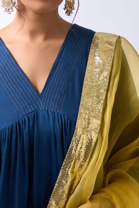 Buy House Of Pink Blue Modal, Silk, Organza Embroidery, Zari Royal Anarkali Set With Dupatta Buy_House Of Pink_Blue Modal, Silk, Organza Embroidery, Zari Royal Anarkali Set With Dupatta