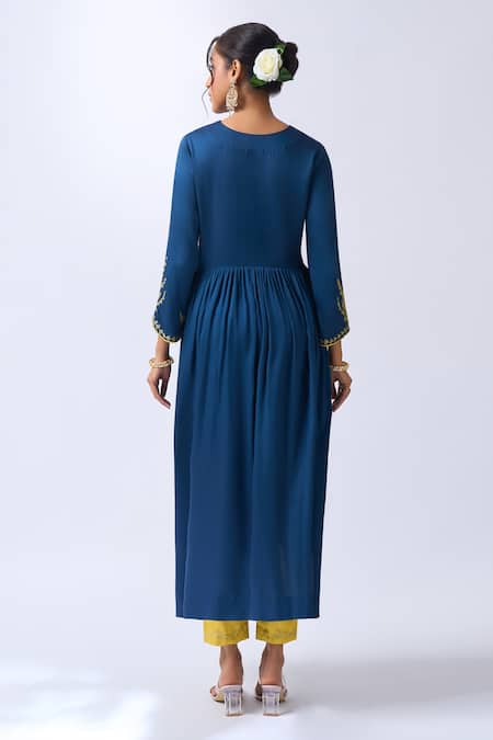 House Of Pink Royal Blue Anarkali Set with Dupatta 