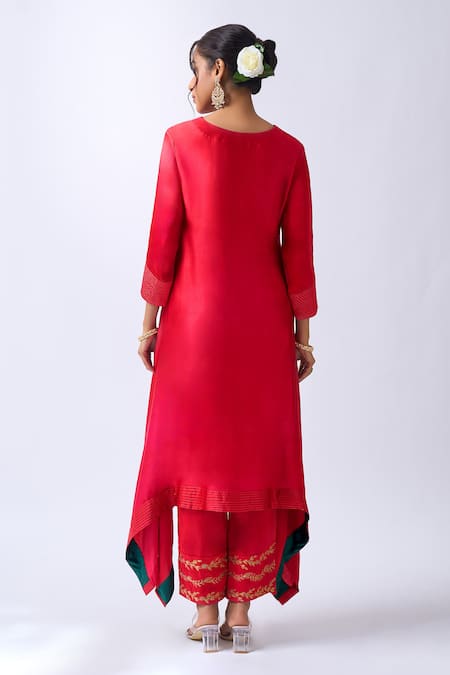 House Of Pink Asymmetrical Kurta Set With Dupatta 