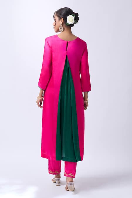 House Of Pink Rani Pink Zari Embroidered Kurta Set 