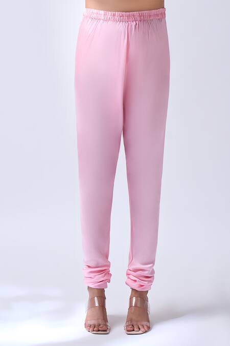 Shop_House Of Pink_Pink Chanderi, Modal, Silk, Organza Pearls V-neck Powder Embroidered Kurta Set _Online_at_Aza_Fashions