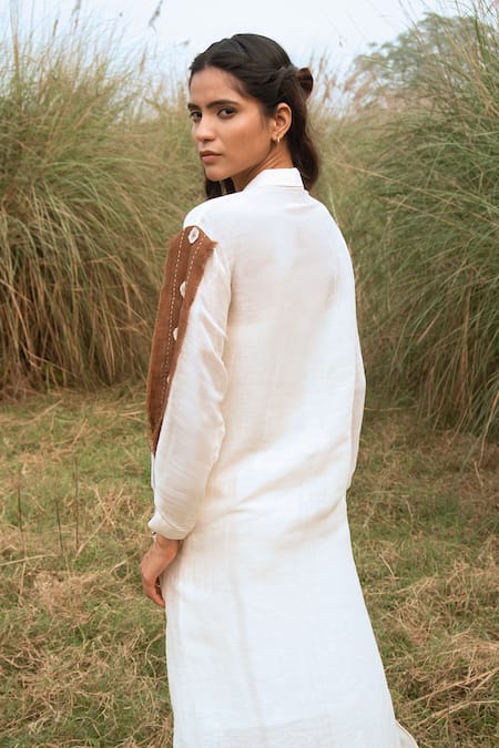 Kushani Ivory Linen Silk Harmony Whispers Dress 