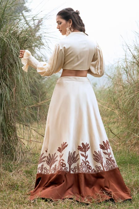 Kushani Ivory Floral Serenity Lehenga Set 