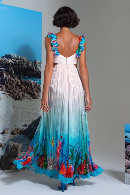 Shop Nautanky Ivory Chiffon Sequins Sweetheart Neck Ombre Floral Dress at Aza Fashions Shop_Nautanky_Ivory Chiffon Sequins Sweetheart Neck Ombre Floral Dress _at_Aza_Fashions