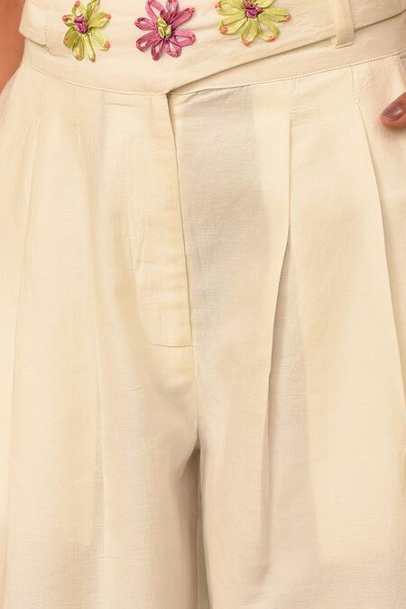 Buy_Nuhh_Multi Color Handloom Cotton Embroidery Multicolor Handwoven Top And Pant Set _Online_at_Aza_Fashions