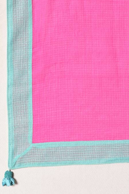 Shop_Nuhh_Green Handloom , Embroidery, Tassels Mandarin Handwoven Kurta Set 