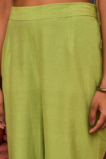 Buy_Nuhh_Multi Color Handloom Cotton Embroidery V-neck Handwoven Kurta And Pant _Online_at_Aza_Fashions