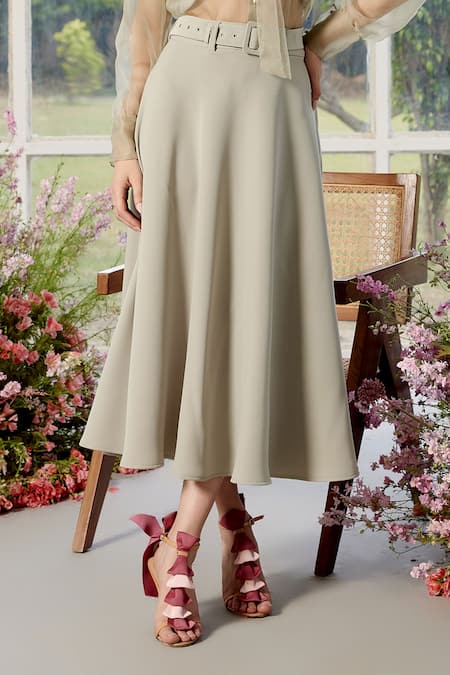 Buy_Parul And Preyanka_Gray Silk Organza, Crepe Zari, Embroidery Round Neck, Designer Co-ord Set  _Online_at_Aza_Fashions