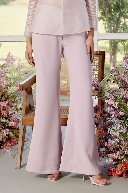 Buy_Parul And Preyanka_Pink Silk Organza, Crepe Ruffles High Neck Frill Detailing Co-ord Set _Online_at_Aza_Fashions