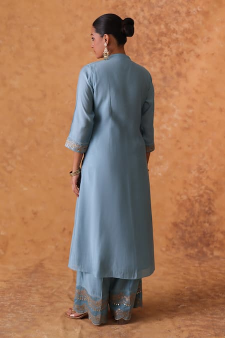 Pouli Pret Zari Embroidered Chanderi Kurta Set 