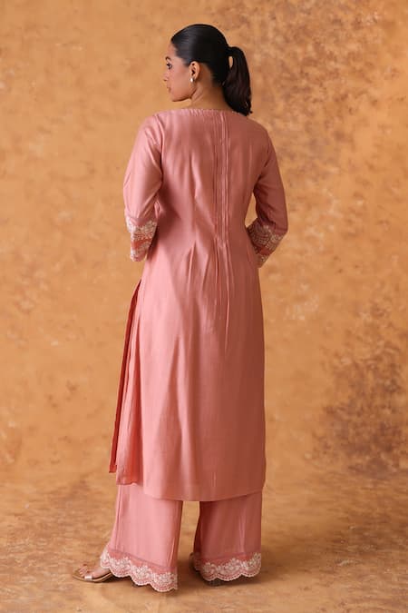 Pouli Pret Pink Chanderi Zari Kurta Set 