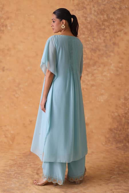 Pouli Pret Blue Zardozi Kaftan & Pant Set 