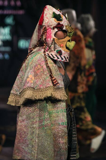 Til Multi Color Multi-print Quilted Cape Overlay Online at Aza Fashions Til_Multi Color Multi-print Quilted Cape Overlay _Online_at_Aza_Fashions