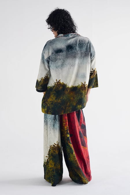 Til Handpainted Cotton Pleat Shirt & Trouser Set 