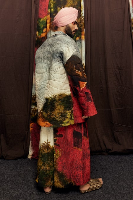 Shop Til Multi Color Cotton Hand Painted Oversized Jacket at Aza Fashions Shop_Til_Multi Color Cotton Hand Painted Oversized Jacket _at_Aza_Fashions