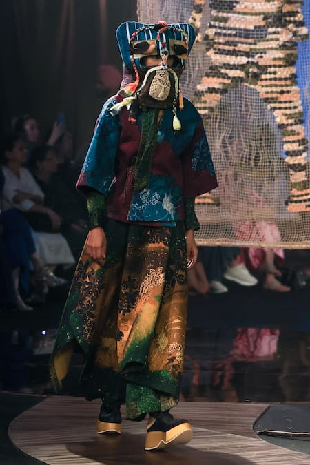 Shop Til Blue Cotton Galaxy Quilted Kimono Overlay at Aza Fashions Shop_Til_Blue Cotton Galaxy Quilted Kimono Overlay _at_Aza_Fashions