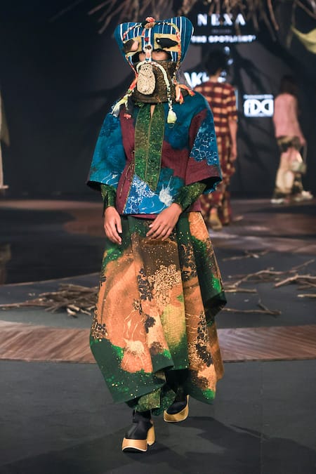 Til Blue Cotton Galaxy Quilted Kimono Overlay 