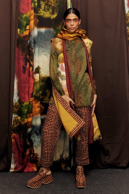 Til Multi Color Cotton Hand Painted Long Overlay