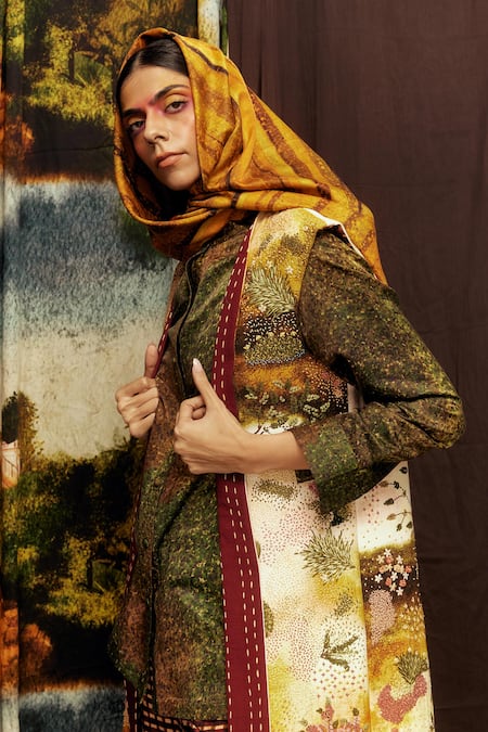 Til Multi Color Cotton Hand Painted Long Overlay Online at Aza Fashions Til_Multi Color Cotton Hand Painted Long Overlay _Online_at_Aza_Fashions