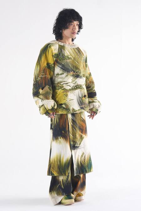 Til Green Cotton Embroidery Quilted Cardigan Online at Aza Fashions Til_Green Cotton Embroidery Quilted Cardigan _Online_at_Aza_Fashions