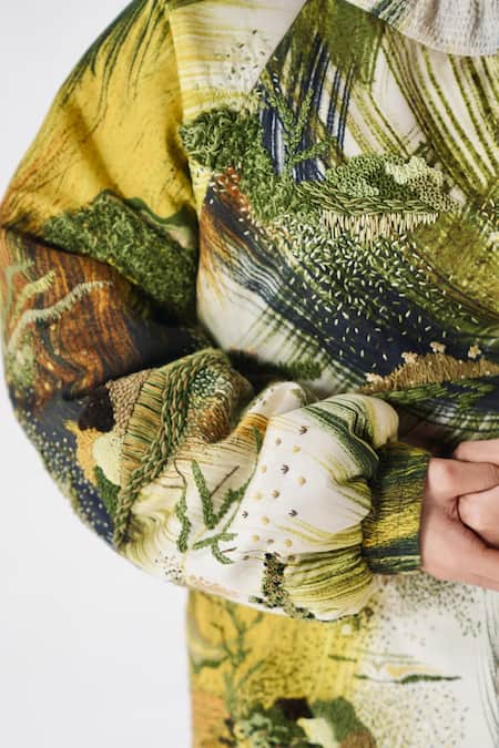 Buy Til Green Cotton Embroidery Quilted Cardigan Online at Aza Fashions Buy_Til_Green Cotton Embroidery Quilted Cardigan _Online_at_Aza_Fashions