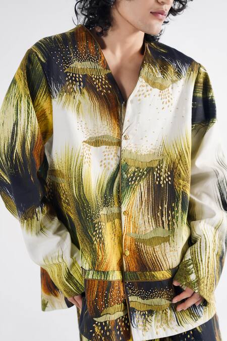 Buy_Til_Green Cotton Embroidery Grass Co-ord Set _Online_at_Aza_Fashions